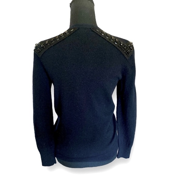 J. CREW Cardigan Black Cashmere & Wool Sweater Jeweled Women’s Size XS EUC - Picture 1 of 12